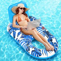 Bateau gonflable géant en PVC modèle FP2301 de Source Factory Chine, transat flottant pour adultes avec porte-gobelet, idéal pour bronzer