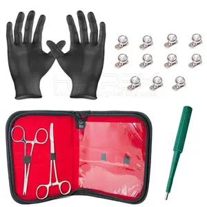 professional body piercing kit with 2 Forceps And 11 Dermal Gem, free ear nose nipple piercing tool kit with belly button