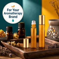 Flacon roll-on en verre ambré anti-UV, flacon à bille en verre rechargeable pour échantillons d'huiles essentielles sérigraphiés, 1ml 2ml 3ml 5ml
