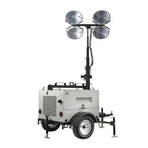 Electric plant genset silent mobile light tower 2kw portable light tower generator set with diesel engine