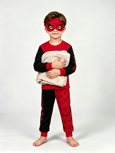 Pyjama Spider-Man pour enfants, haut à manches longues, pantalon, masque pour les yeux, costume, vêtements de cosplay pour Halloween, vente en gros AL104-W - Product Image 3