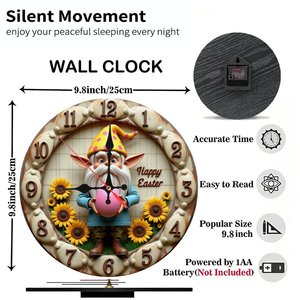 <b>Round</b> Wooden Wall Clock 25Cm Quiet Quartz Simple Design For Living Room Home Decor - Product Image 6