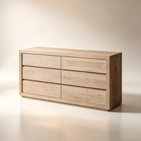 Commode de Rangement à 6 Tiroirs en Bois Massif Écologique, Style Nordique Minimaliste Moderne, Stable pour Usage Quotidien à Long Terme, Meuble de Maquillage pour Chambre à Coucher