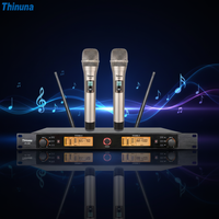 Système de microphone sans fil UHF double canal Thinuna UR-200 avec synchronisation IR, 200 canaux, synthèse PLL pour micros portables/lavalier/casque