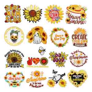 Parches Termoadhesivos de Girasol con Frases Inspiradoras y Bordado de Girasol - Product Image 1
