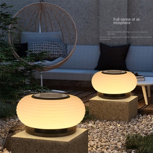 Lámpara de césped Led con cabezal de energía Solar impermeable moderna, poste de jardín para patio, puerta principal, luz de Pilar Solar para exteriores - Product Image 3