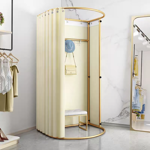 Probador de Lujo Moderno de Metal para Boutique con Cortina, Racks de Exhibición para Vestidor de Lujo Contemporáneo para Tienda de Ropa - Product Image 5