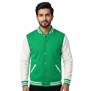 Chaqueta Varsity de Invierno 2024 Personalizada de Alta Calidad con Cuerpo de Lana, Mangas de Cuero, Logotipo Bordado en Chenilla, Cuello Alto y Capucha, Delgada - Product Image 1