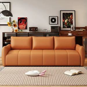 Modern Minimalist 3-Seater Microfiber Leather <b>Sofa</b>, Beige Upholstered Couch for <b>Living</b> <b>Room</b> - Product Image 4