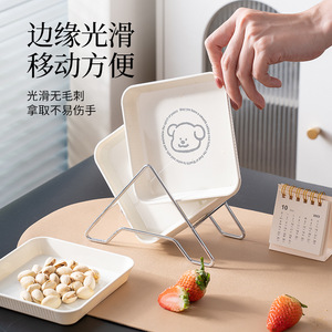 Bear Themed Plastic Serving Tray 2 Pack Smooth <b>Edge</b> For Home Kitchen Fruit Storage Dish - Product Image 1