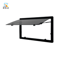 Vente directe usine – Fenêtre de camping-car à suspension supérieure en acrylique courbé à angle droit, cadre en aluminium noir, moustiquaire/pare-soleil pour camping-car
