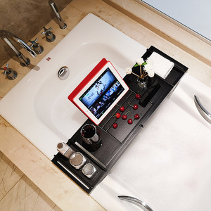 Bamboo Telescopic Bathtub Rack Non Slip Multifunctional Bath Holder <b>For</b> Spa Relaxation With Cup Holder And <b>Tablet</b> <b>Stand</b> - Product Image 1