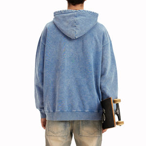 Sweat à capuche pour homme, style américain, épais, délavé, vintage, coupe ample, épaules tombantes, sport, oversize, vente en gros OEM - Product Image 4