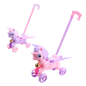 Poussette Pegasus pour enfants, 23 cm de hauteur, 45 cm de longueur, jouet en plastique avec <span class=keywords><strong>roues</strong></span> et clochette, trotteur pour jeu d'imitation pour filles - Product Image 2