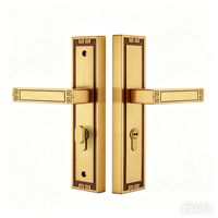 Nouvelle Serrure de Porte en Laiton Massif Style Chinois, Ensemble de Poignées de Chambre Intérieure pour Villa de Luxe, Quincaillerie de Serrure à Mortaise en Cuivre Pur Doré Antique
