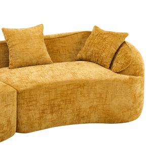 <b>Yellow</b> Curved Compressed Sofa Set Modern Nordic-style Sectional Design with <b>Sponge</b> Filling Modular for Living Room Comfort - Product Image 4