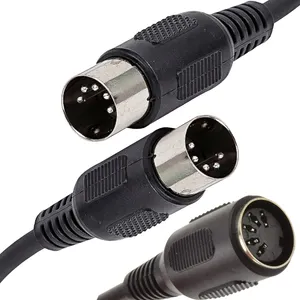 MIDI line with 5 Pin DIN Plugs - Black 2.5m 5 Pin Din Male To Female Audio Extension date pvc Cable
