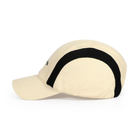 Casquettes de baseball en coton bicolores beige et noir avec bordure contrastante, logo personnalisé, fournisseur en gros, exportateur en vrac