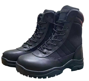 SFB52 Men Full <b>Black</b> Leather Nylon High Top Tactical <b>Boots</b> Soft Padded Collar Non Slip Rubber Sole <b>Boots</b> Security <b>Work</b> <b>Boots</b> - Product Image 4