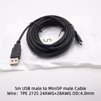 USB 2,0 macho 5 pines Mini Cable USB 0,5 M 1M 5M Cable de carga de datos trenzado para computadora Compatible para controlador PS3 REPRODUCTOR DE MP3 Das
