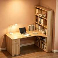 Bureau d'ordinateur incurvé avec étagère intégrée, grand bureau de jeu et d'étude, poste de travail multifonctionnel pour bureau à domicile avec rangement intégré
