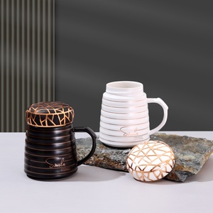 Tasse à café en porcelaine de 16 oz avec inscription « Smiling Inscription » du fabricant, tasses à café en céramique, tasses à thé au lait avec couvercle arabe - Product Image 6