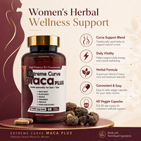 Maca Plus Curves Extreme Nutrition, capsules à base de maca pour les fesses et les hanches, 60 unités, faible teneur en gras, aromatisées, flacon, fabricant OEM
