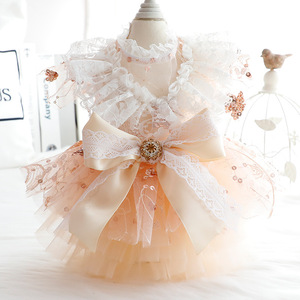 Summer Thin Cat Princess Dress Rose <b>Gold</b> Floral Polyester Skirt For Small Dogs Teddy Dogs Four Seasons Pet <b>Clothes</b> - Product Image 4