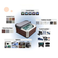 Baignoire autoportante en acrylique et bois pour 6 personnes, design moderne, écologique, durable, avec drain, pour appartement et villa