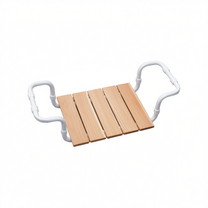 Asiento de Baño Ajustable de Madera de Alerce, Marco Blanco, 30 cm de Largo, 40 cm de Ancho, Equipo de Seguridad para Baño - Product Image 2