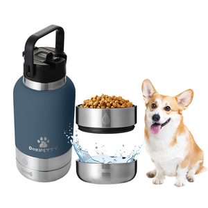 Échantillon Gratuit : Distributeur d'<span class=keywords><strong>eau</strong></span> pour animaux de compagnie avec 2 gamelles amovibles, bouteille d'<span class=keywords><strong>eau</strong></span> isotherme en acier inoxydable pour <span class=keywords><strong>chien</strong></span>, 32 oz - Product Image 2