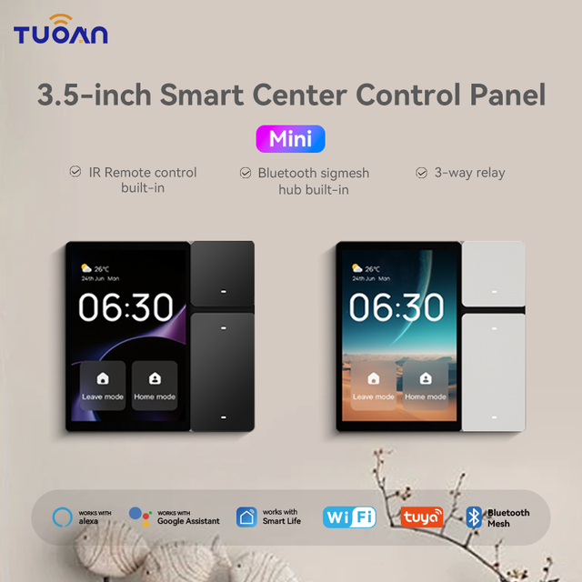 2026 TUOAN Tuya 3.5 Inch Home Smart Wall Switch Iot Smart Home Automation TPP06 Working with Smart Life APP