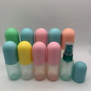 60ml Plastic Pill Capsule Shaped Pink Green Cosmetic Spray Pump Bottles