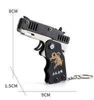 Pistol Karet Mini LOGO Custom, Pistol Plastik, Gantungan Kunci Plastik, Lipat, Lucu untuk Anak, Mainan Pistol