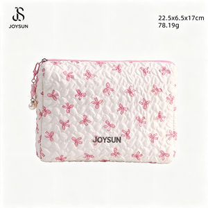YOUSUN Trousse de Maquillage Grande Capacité pour Femme, Sac à Main Portable avec Fermeture Éclair, Sac Cosmétique Écologique en Polyester à Motif Nœud - Product Image 6