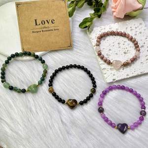 Natural Stone <b>Bracelet</b> Colorful Glass Beaded <b>Love</b> and Harmony Ready for Retail Packaging Personalized Engraving - Product Image 1
