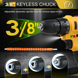 Perceuse sans fil 20V sans clé, tournevis, mini-outils de bricolage, moteur à balais à vitesse variable, alimentation par batterie, modèle US CD-20AN-2 C - Product Image 6