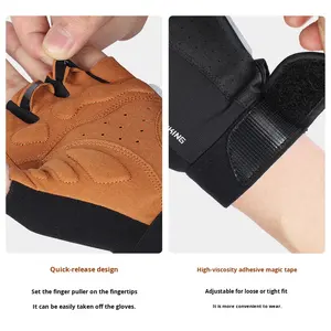 西自行车黑色/棕色半指自行车手套减震防滑聚氨酯材料尺寸S/<span class=keywords><strong>M</strong></span>/L/XL自行车/摩托车 - Product Image 4