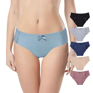 Low price manufacturers sale sexy lady wave edge briefs one piece cut ice silk no trace underwear female