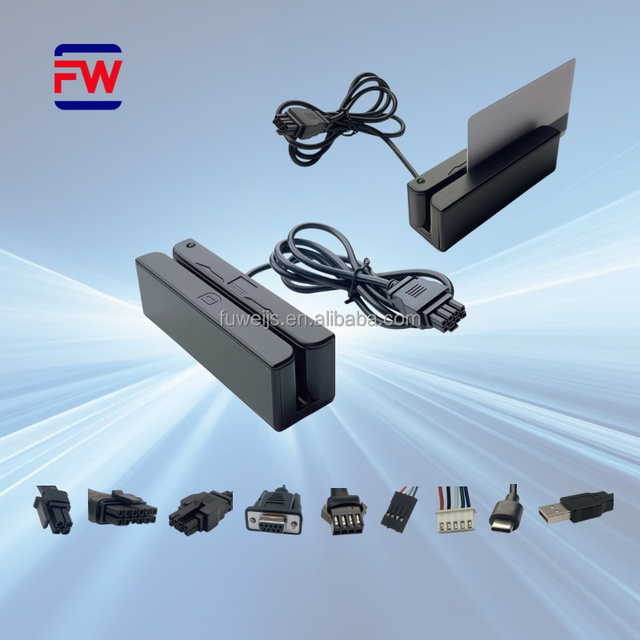 MSR90 Mini Magnetic Card Reader 3 Tracks TTL RS232 USB RS485 POS Swipe ISO7811 ABS 13.56MHz Windows HiCo LoCo Black
