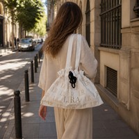 Tas Belanja Kanvas Tote Bag Ramah Lingkungan dengan Tali Serut, Cocok untuk Perhiasan, Kalung, Hadiah, Belanja, dan Perjalanan, dengan Logo Custom, Laris Manis