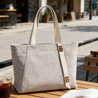 Sac fourre-tout grande capacité en similicuir PU texturé suède avec fermeture éclair, sac à bandoulière pour le bureau, idéal pour le travail quotidien, vente au détail et en gros