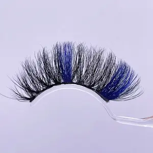 Customized Logo Faux Mink Colors Full Colored Eyelashes Wholesale Color 6d 20mm Mink Lashes Colorful