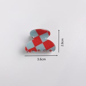 CANYUAN-pinzas acrílicas para el pelo de bebé, personalizadas, pequeñas, coloridas, a la moda, minipinzas para el pelo a cuadros con Ajedrez para niña - Product Image 2