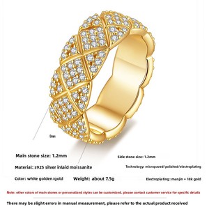 Europeo americano da uomo in <span class=keywords><strong>argento</strong></span> <span class=keywords><strong>925</strong></span> <span class=keywords><strong>e</strong></span> oro 18K placcato alta gioielleria piena Moissanite anello di nozze da indossare ogni giorno anello di nozze - Product Image 2