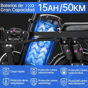 Vélo électrique pliable pour adultes HONEYWHALE S6 Pro-S, moteur 750W max, vitesse max 35 km/h, autonomie 50 km, déverrouillage intelligent NFC, entrepôt Mexique - Product Image 5
