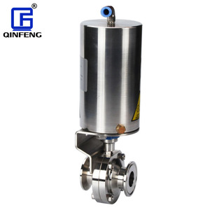 Giá tốt giảm áp lực thiết bị truyền động Tri kẹp cuối SS304 thép không gỉ khí nén vệ sinh Van bướm - Product Image 2