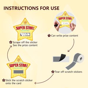 Tarjetas con Forma de Estrella, Premios para el Aula, Tarjetas Rasca y Gana Personalizadas para Niños, Haz Tu Propia Tarjeta Rasca y Gana - Product Image 3