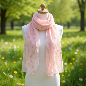 Sciarpa Lunga in Cotone TR con Stampa Floreale e Lamina d'Oro 70x180cm per Donna, Accessorio di Moda - Product Image 3