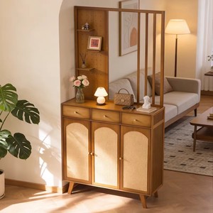 Retro-style solid wood wine cabinet, living room/dining room <b>sideboard</b> <b>storage</b> cabinet, Nordic style wall-mounted <b>storage</b> tea - Product Image 1